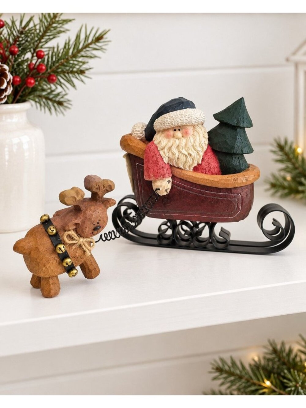 Vintage 1999 Crazy Mountain Santa Sleigh Reindeer Christmas XR3107